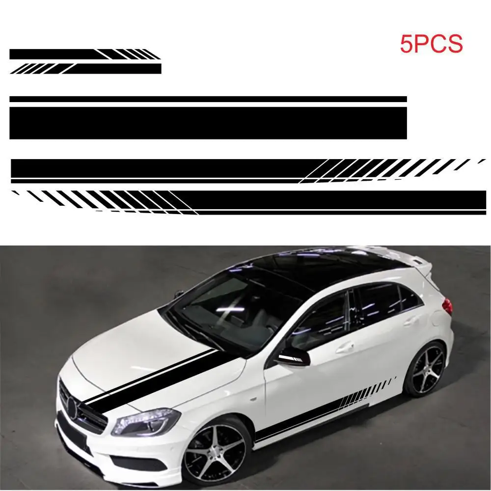 

5pcs Car Sticker Car Side Door Body Hood Rearview Mirror Decal Stripes Sticker Racing Decals