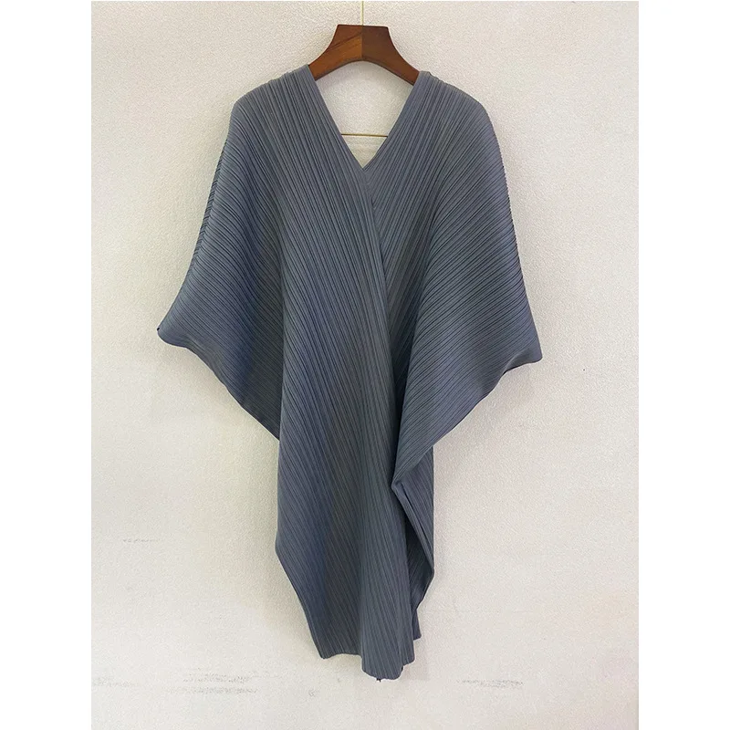 

LANMREM Women Dress Thin Versatile V-neck Pleated Series Temperament Loose Fit Fashion Tide Summer 2021 New 2P2268