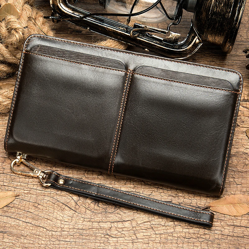 WESTAL мужской клатч натуральная кожа кошелек длинный кожаный бумажник для мужчин