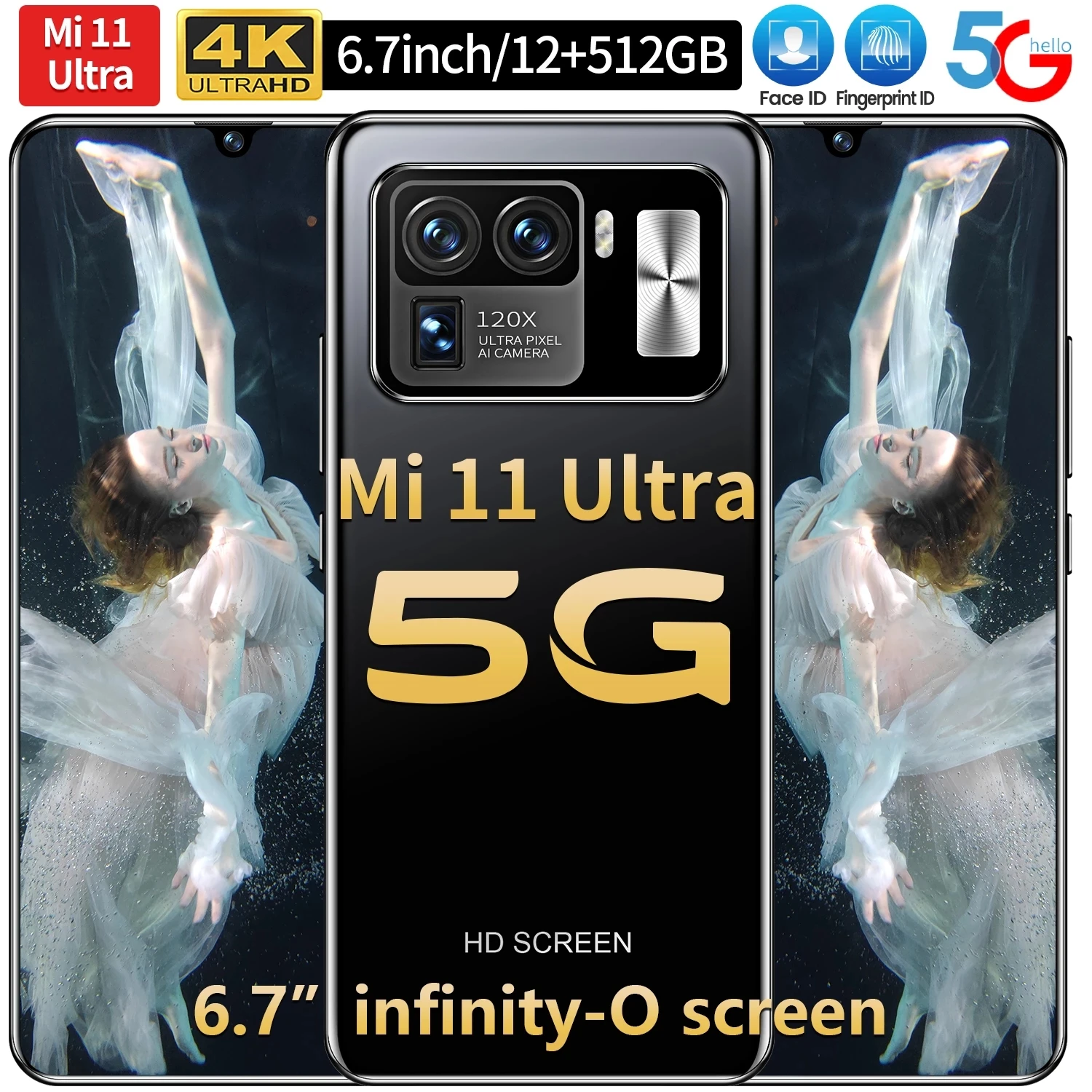 

Global Version Original Mi 11 Ultra 6.7Inch Smartphone 6800mAh 16+512GB Unlocked Android Phone HD Screen 5G Phone Support Google