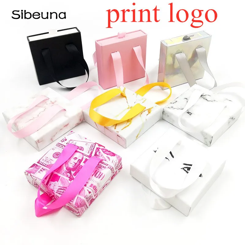 

Ribbon drawer Lash Boxes Wholesale Eyelash Packaging Newest Empty Lash Case with Clear Tray 25mm Mink Lash Boxes Packaging