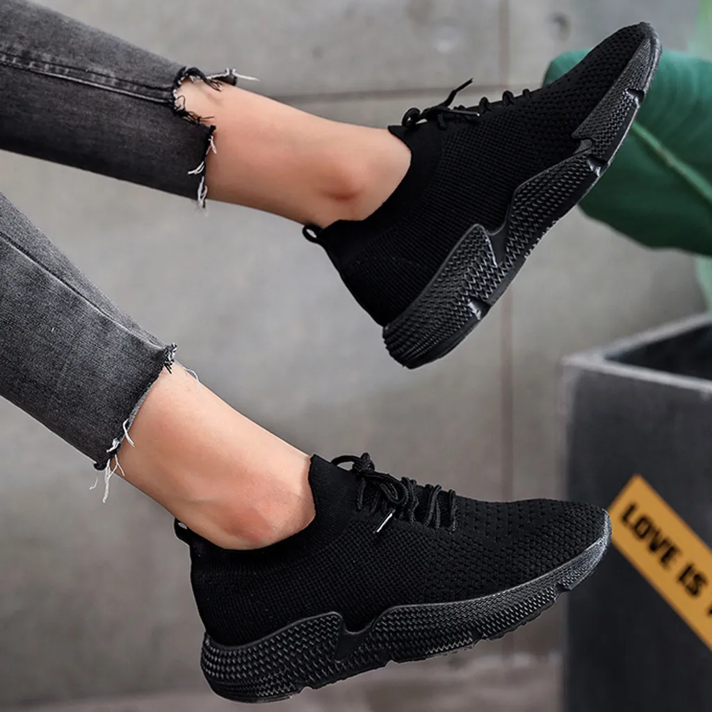 Женские теннисные туфли 2020 женские повседневные однотонные черные спортивная