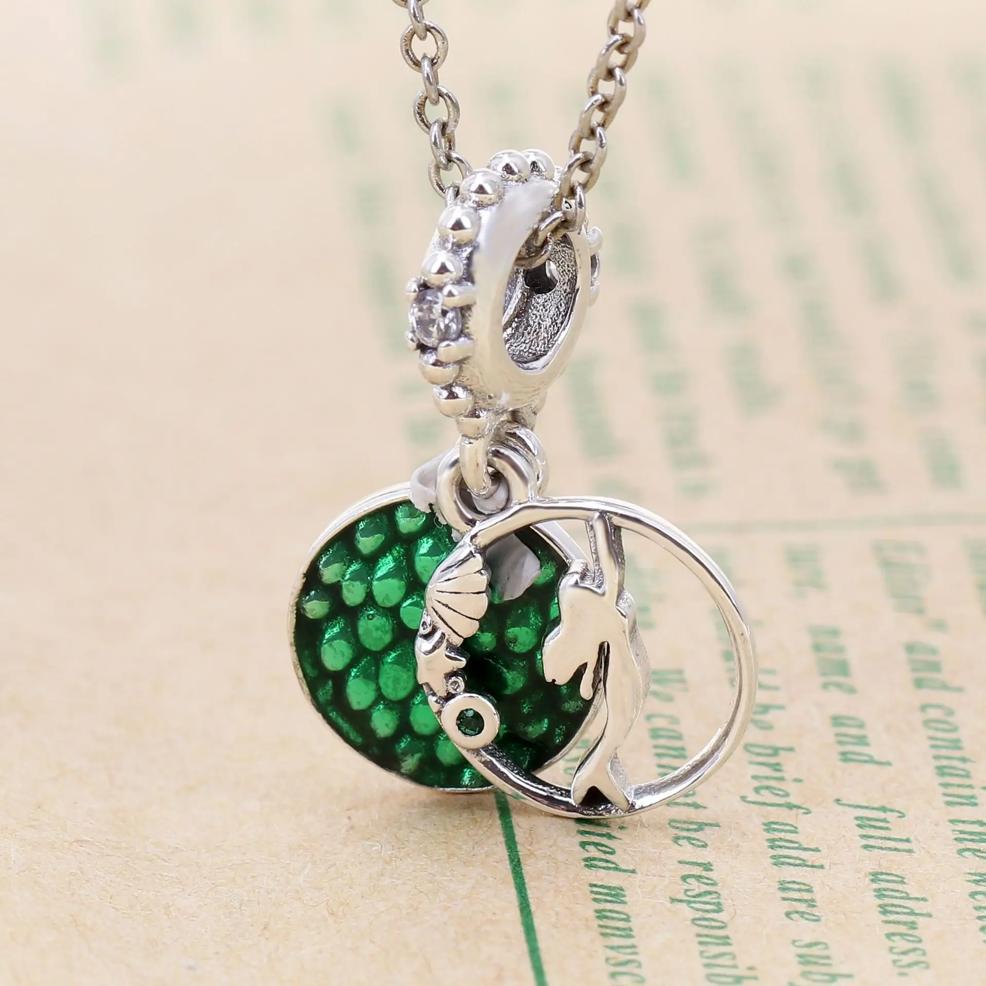 

Bewill S925 Sterling Silver New Mermaid Pendant Ariel String Pendant Beads Diy Bracelet Jewelry women