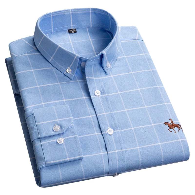 

Aoliwen brand Long Sleeve Shirts for Men 100% Cotton Oxford Mens Clothing Autumn Winter Top Blouse Business Casual Shirt Fashion