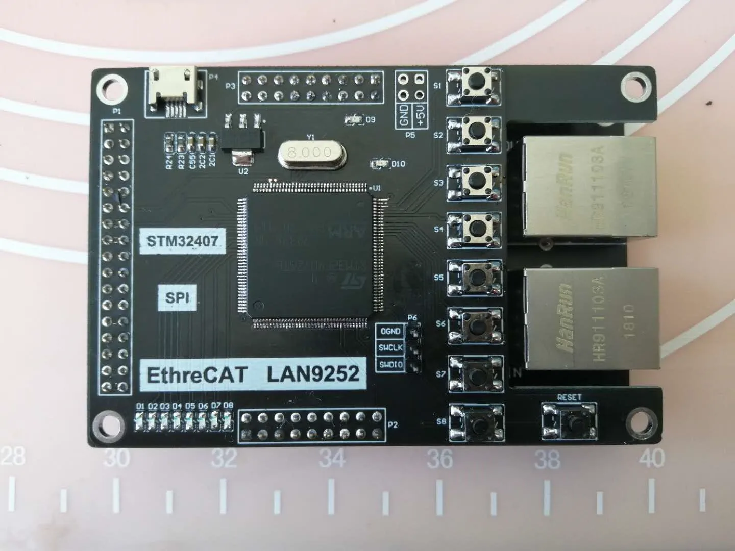 Плата разработки ведомого эфирного элемента LAN9252 STM32F407ZGT6 SPI/FSMC|Соединители| |