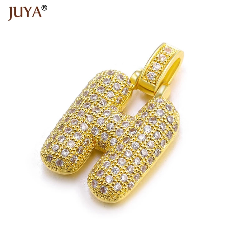 Juya Роскошные AAA циркониевые Стразы буквы 26 алфавит DIY начальный Шарм для женские ювелирные изделия, кулон аксессуары для изготовления