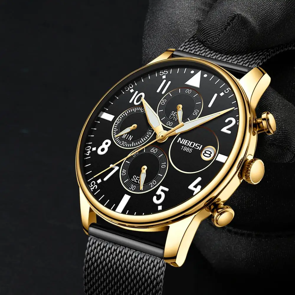 Мужские кварцевые часы NIBOSI 2020 Новый Топ бренд роскошные модные с большим