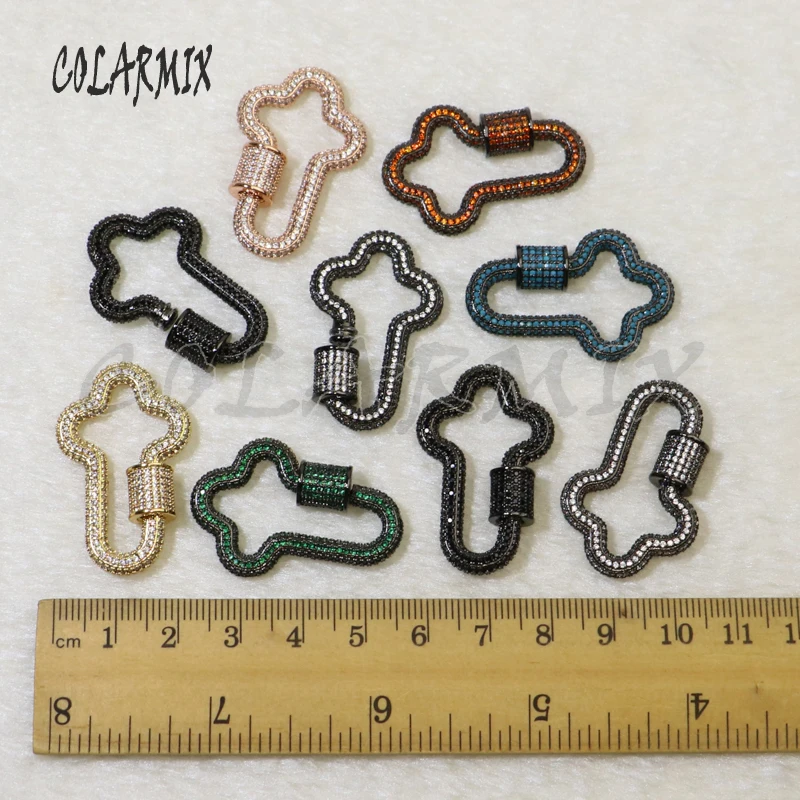 Подвеска с крестом из циркония 4 шт. спиральная застежка винтом ювелирный