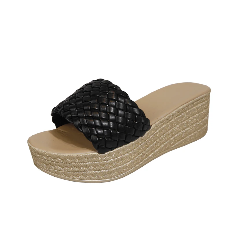 

Shoes Women Ladies' Slippers Cross-Tied Pantofle Shale Female Beach Heeled Mules Platform Luxury Slides Soft Flat 2021 Sabot Hi