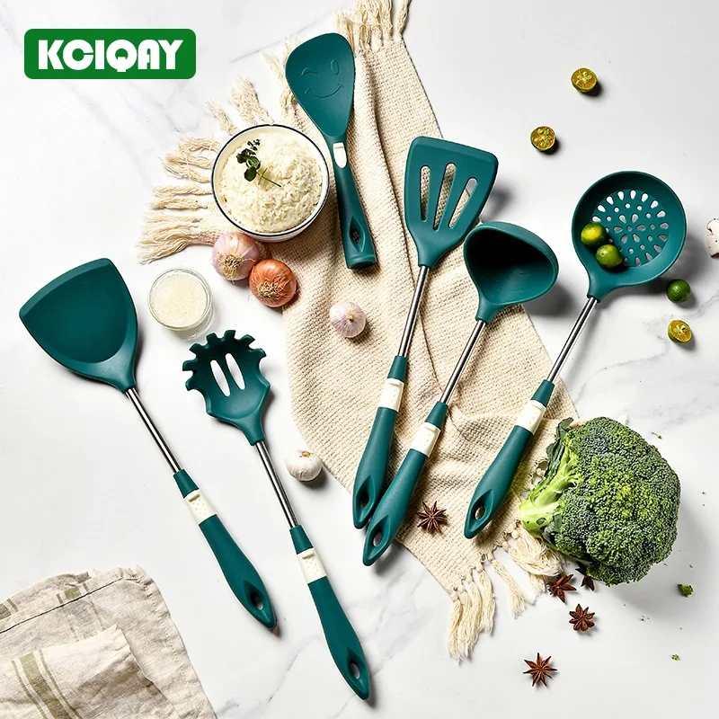 

6Pcs Silicone Kitchen Utensils Set Nonstick Kitchenware Food Grade Spatula Soup Spoon Shovel Pasta Serve Kitchen Cooking Tools