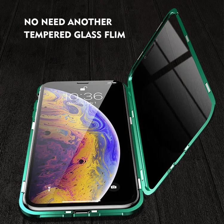 

360 degree full coverage magnetic glass case for iphone x,anti-explosion tempered glass case for iPhone 12 pro max