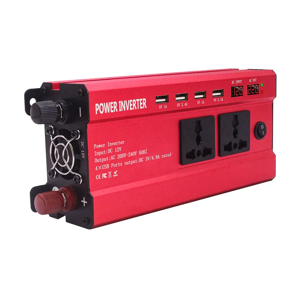 

Premium Power Inverter DC 12V To AC 220V 4 USB Car Transformer Car Power Inverter Electronic Aluminium Alloy Car Inverter