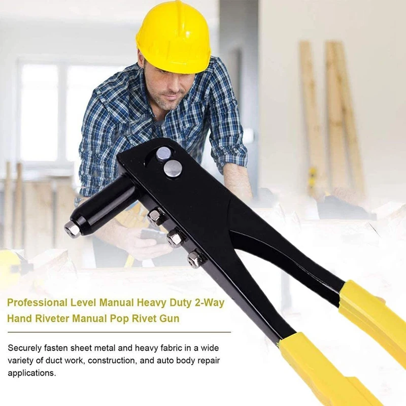 

New Carbon Steel Manual Double Handle Rivet Driver. Includes 4x Different Nozzles and 1x Mini Positioner As a Gift