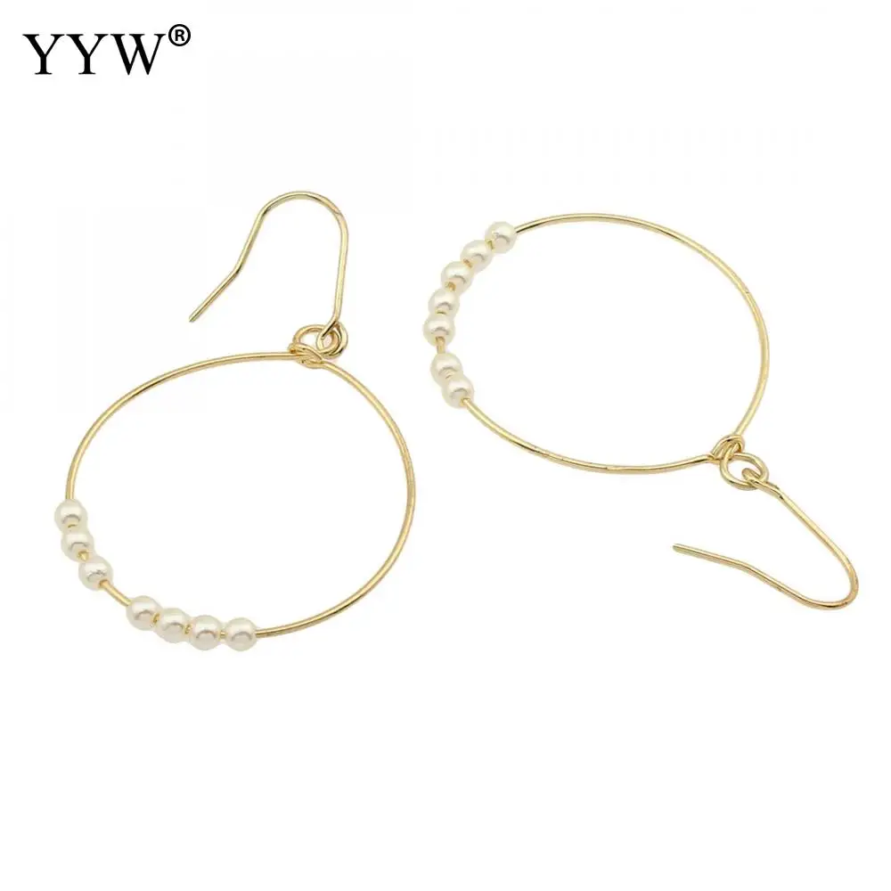 Женские полые круглые висячие серьги с пластиковым жемчугом модные стильные