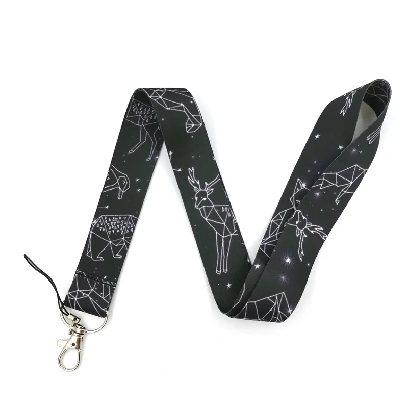 

10Pcs Starry Sky Animal Neck Strap Lanyard For Keys USB ID Bagde Holder Mobile Phone Straps Keychain Hang Rope Webbing Lanyards