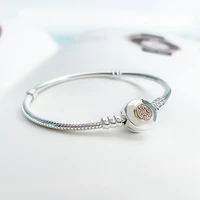 golden rim with zircon snake chain silver plated chain for charms beads women bracelet diy jewelry