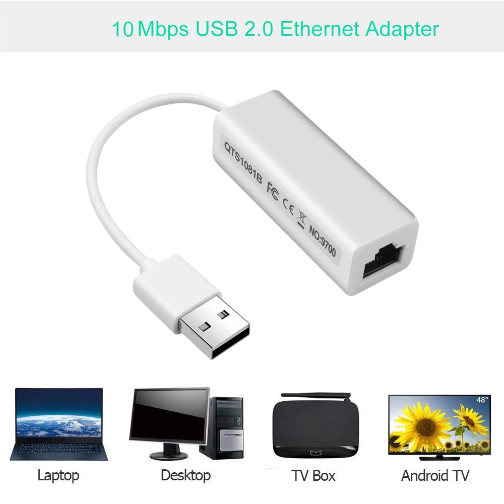 Высокоскоростной сетевой адаптер USB 2 0/RJ45 0/Ethernet 10 Мбит/с для Windows 7 ПК ноутбука