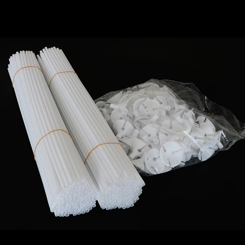 

100pcs 40cm Latex Balloon Stick White Balloons Holder Sticks with Cup Wedding Birthday Party Inflatable Decoration Accessories