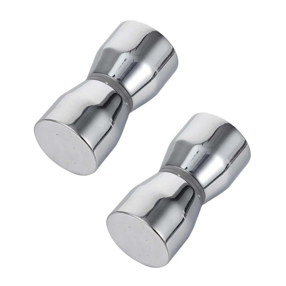 

2Pcs Shower Glass Door Knob Bathroom Round Back-to-Back Handle (Silver)