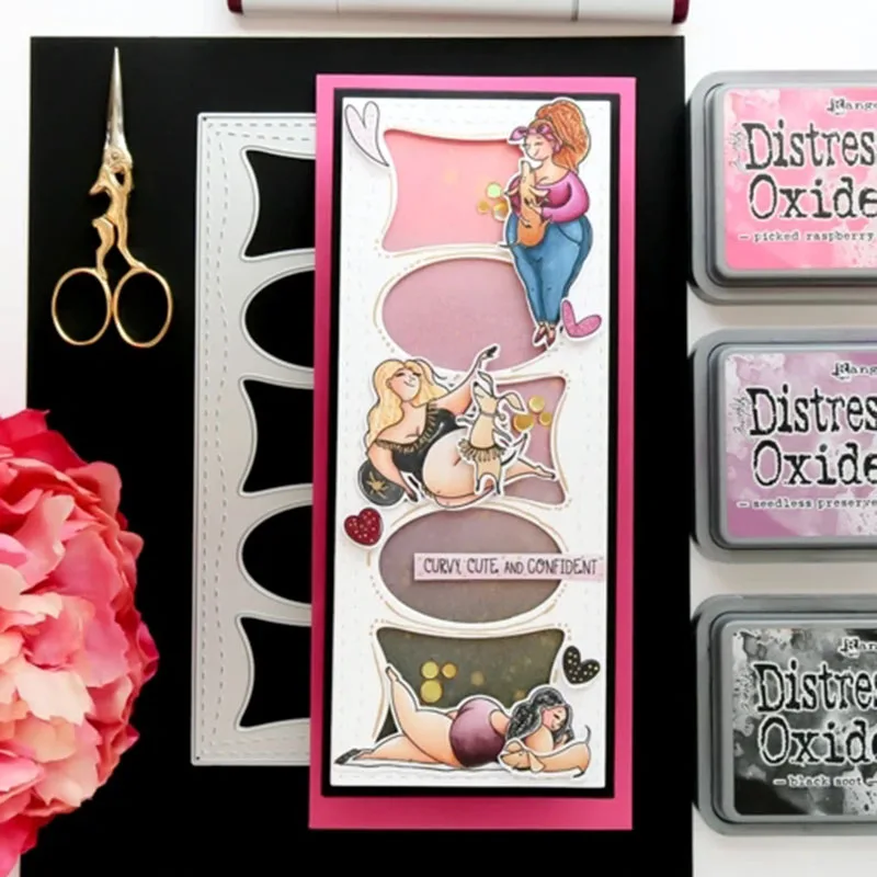 

Metal Cutting Dies Rectangle Oval Background for Scrapbooking Shape Stencil Craft Paper Knife Mould Blade Punch Card Make Decor