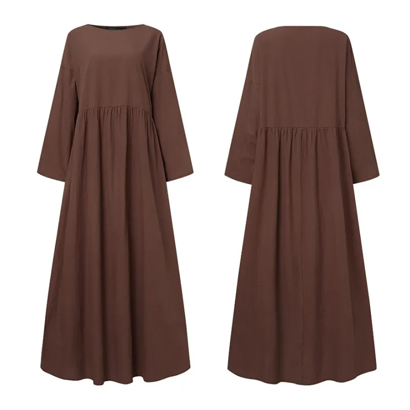 Женское Элегантное Длинное Платье ZANZEA осень 2023 винтажный Однотонный сарафан с