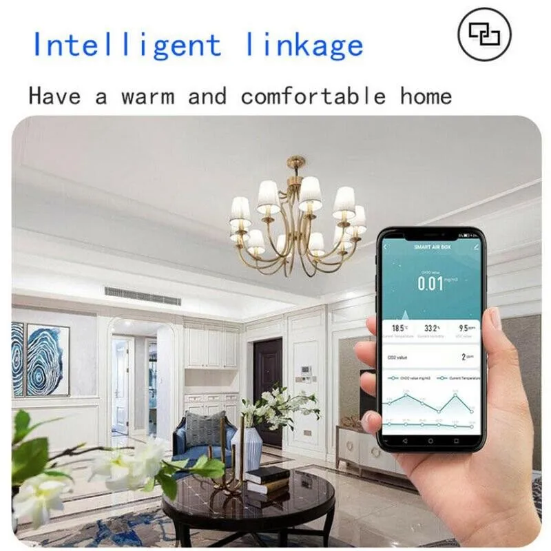 

Wifi Indoor Air Quality Monitor Humidity Temperature Sensor Detector Voc Carbon Dioxide Measuring Instrument Formaldehyde S S9T0