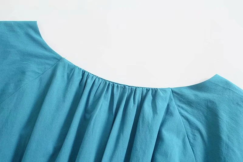 

Splend Moda 2021 Summer Irregular Square Collar Short Sleeve Folds High Waist Drawstring Lace Mid-Length Women Dress Vestido