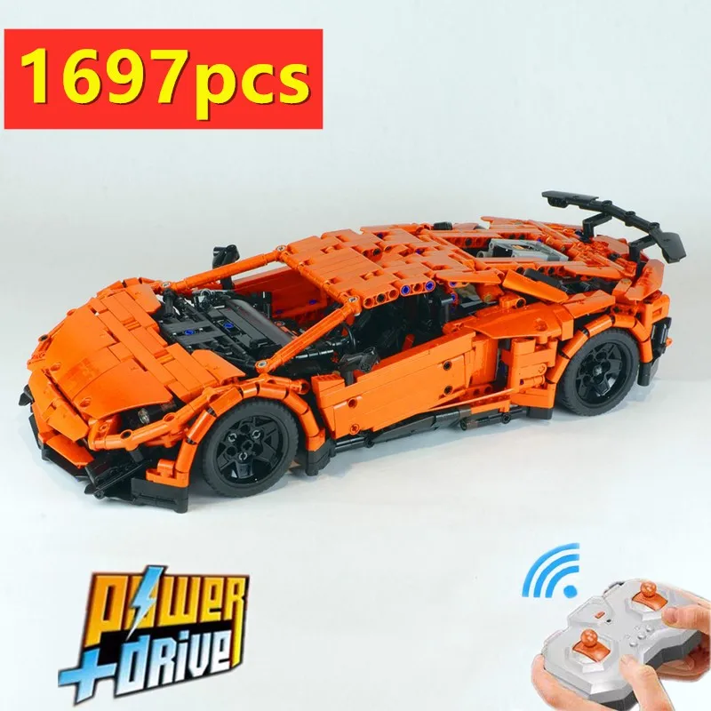 

NEW RC Motor Power Function MOC-34645 Lamborghinies Super Car Aventador Fit LeGINGlys Building Kit Block Bricks Diy Toy Gift