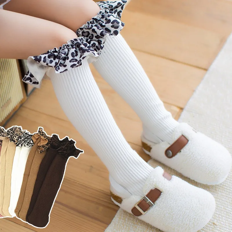 

Autumn and Winter Baby Leopard Print Western Style Girl's Tube Socks