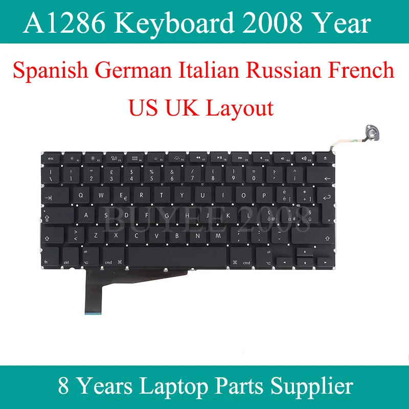 

Клавиатура A1286, испанская, немецкая, итальянская, русская, французская, английская, английская, 2008 дюйма, для Macbook Pro 15,4 дюйма, A1286 SP GE RU, английс...