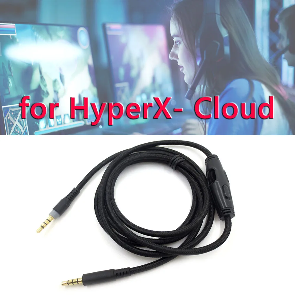 

1.5m Headphone Audio Cable Male to Male Replacement Headphone Cable Audio Cord Line with Tuning for HyperX Cloud/Cloud Alpha