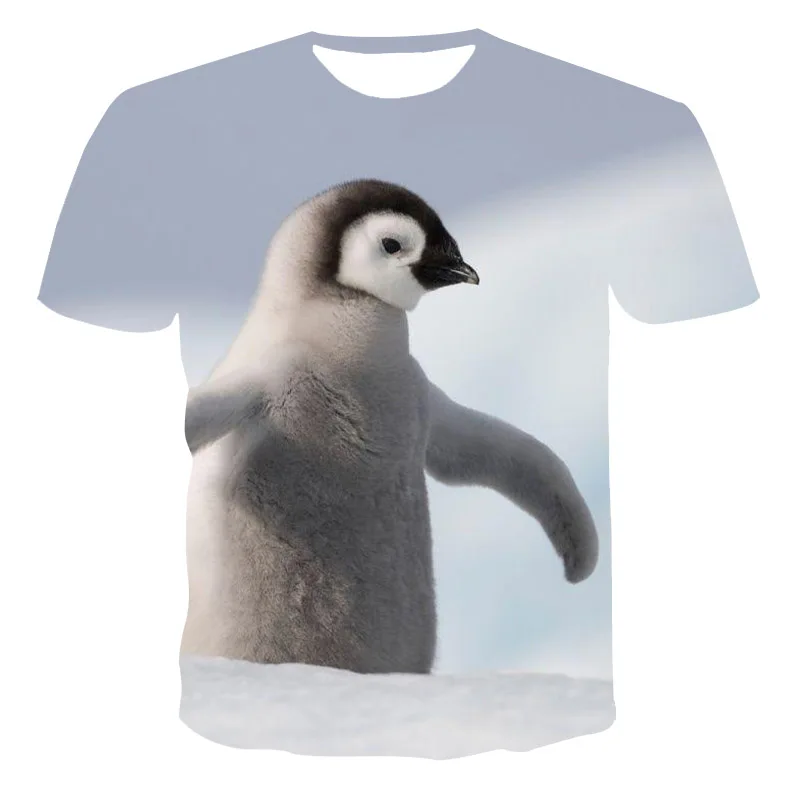 

2021 New Summer T-Shirt Unisex Short-Sleeved 3D Printing T-Shirt Animal Series Penguin Crew Neck Pullover XXS-6XL Wholesale