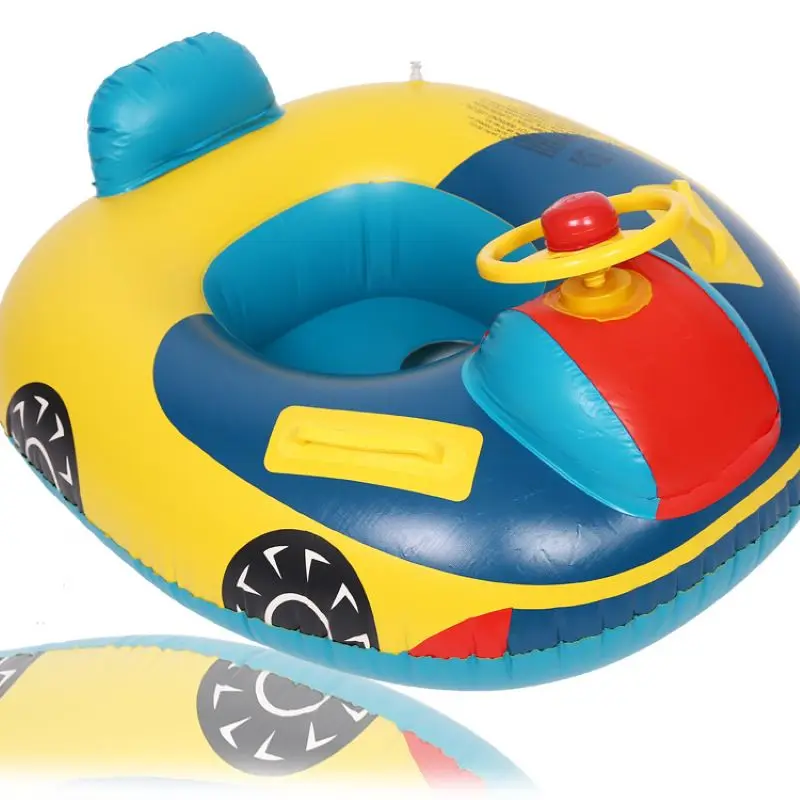 

Baby Cartoon Inflatable Swimming Ring Baby Water Toy Seat Car Style Boat Seat With Steering Wheel Baby Swimming Pool Accessories