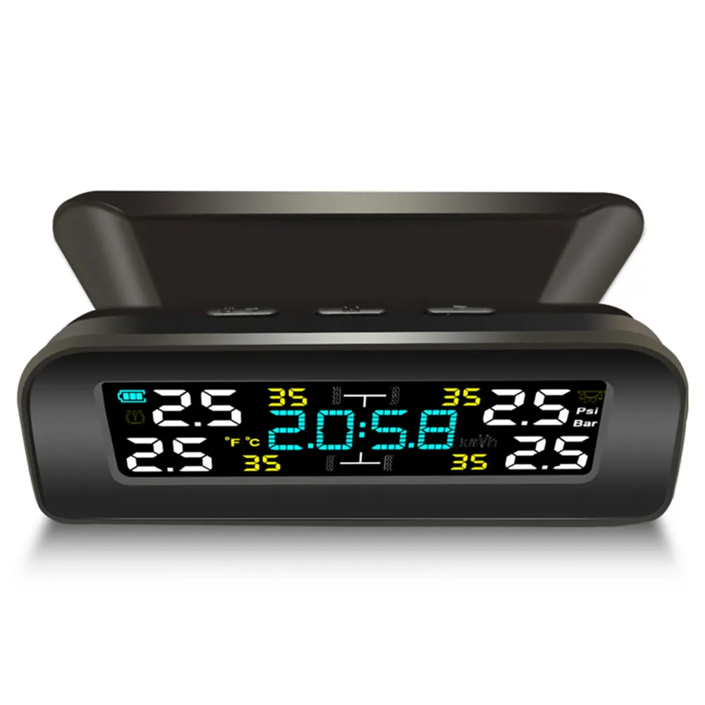 

Car TPMS Wireless Car Tire Pressure Monitoring Intelligent System Solar Power LED Display with 4 Built-in or External Sensor