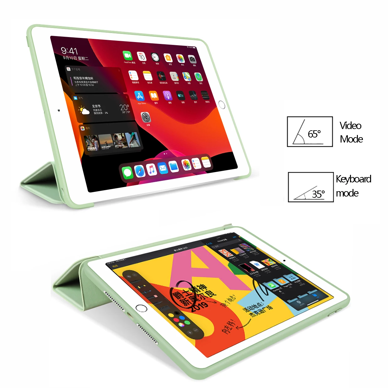 7-го поколения, трехслойный смарт-чехол, funda для iPad, 10,2 дюймов, Автоматический Режим сна/пробуждения, светильник, весовая подставка, силиконовый чехол, A2200, A2198, A2197