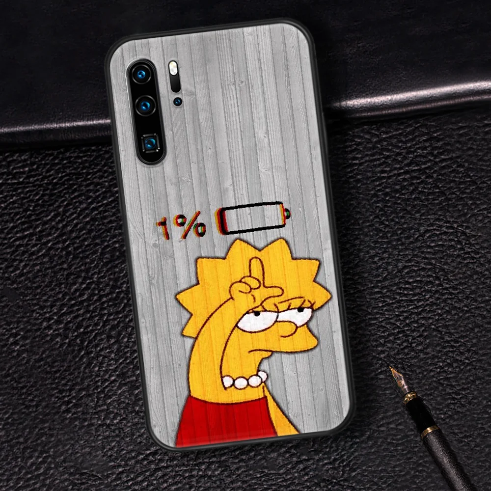 

Funny Simpson Cartoon Phone Case For Huawei P Mate 10 20 30 40 Pro Lite Smart 2019 2021 black Hoesjes Tpu Cover Luxury Back 3D