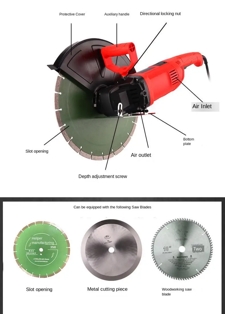 Стены долбежные машины большой 14 дюймовый (железо) бетонных пылеотталкивающего