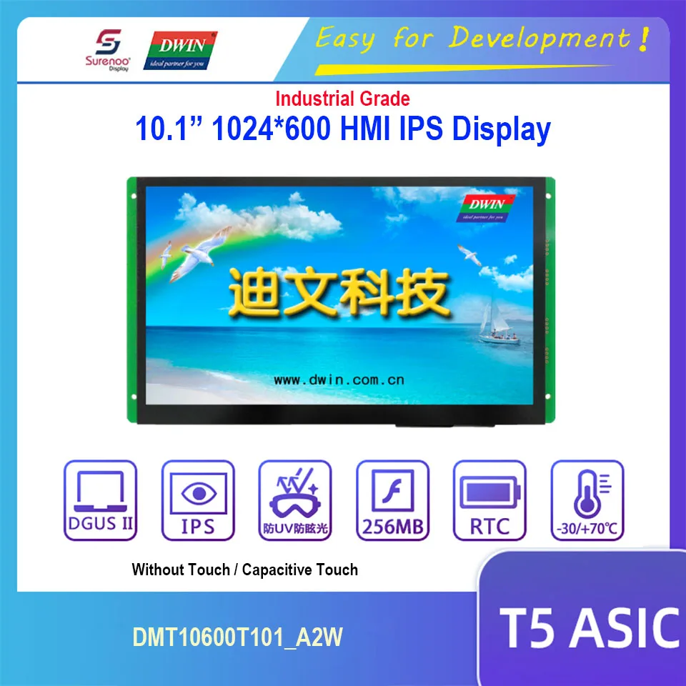

Дисплей Dwin T5 HMI, 10,1 "1024X600 DMT10600T101_A2W RS232 RS485 IPS ЖК-модуль, экран с емкостной сенсорной панелью