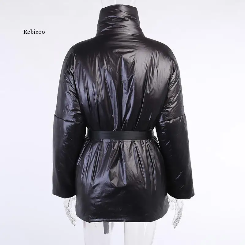

PU Leather Women Jackets Outwear Women Elegant Tie Belt Waist Pockets Buttons Coats Long Sleeve Split Jacket Female Coats