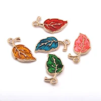20pclot drops of oil leaves enamel charms metal alloy leaf pendant for earrings bracelets jewelry manufacturers diy 199mm