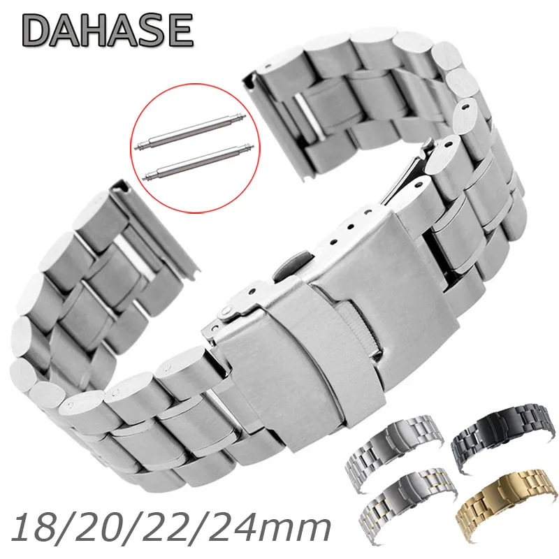 

5Rows Stainless Steel Watch Strap 18mm 20mm 22mm 24mm Watch Band Replacement Bracelet Double Lock Buckle Band Wristband Belt