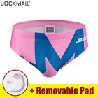 Трусы-брифы Jockmail мужские с низкой талией, пикантный купальный костюм с принтом, быстросохнущая летняя спортивная пляжная одежда для серфинга и геев