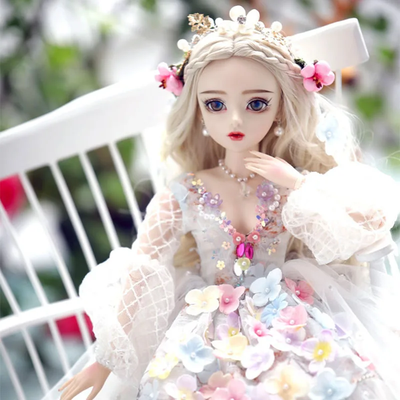 

Fantasy 1/3 BJD Dolls For Girl 60 CM 18 Joint Movable Exquisite Makeup Beautiful Flower Dress Dress Wedding Dress Dress up Dolls