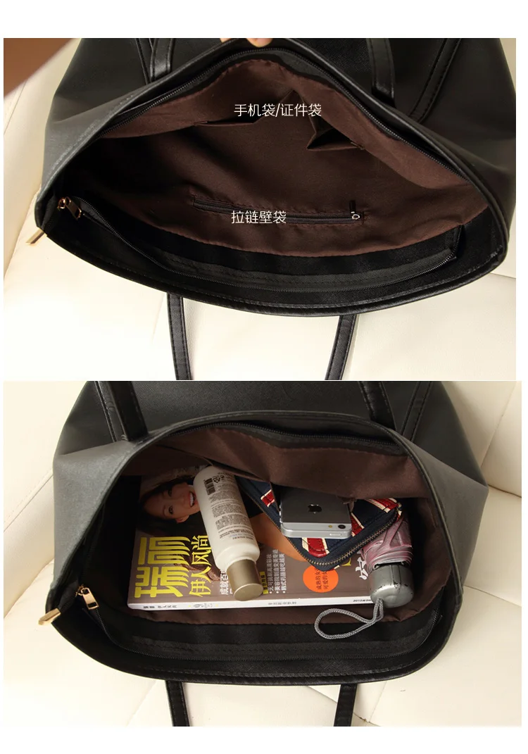 Fashion Women Totes Bag Casual Travel Handbag Large Capacity PU Leather Shoulder Bag Tablet Book Cosmetics Phone Organizer Pouch