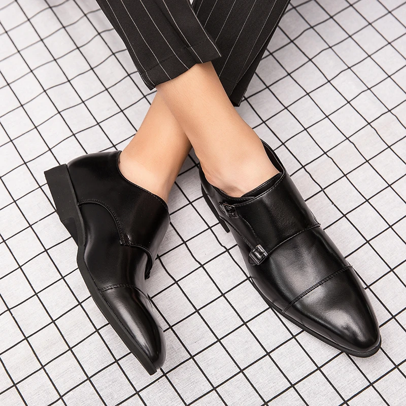 Мужские Оксфордские туфли с двойным ремешком заостренный носок свадебные