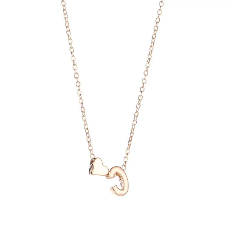 

2021 Fashion Tiny Heart Initials Necklace Personalize 26 Gold Letter Name Choker Necklace For Women Pendant Jewelry Accessories
