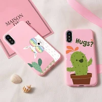 cactus series phone case for iphone 6 6s 7 8 plus x xs xr xsmax 11 12 pro promax 12mini candy pink silicone cover