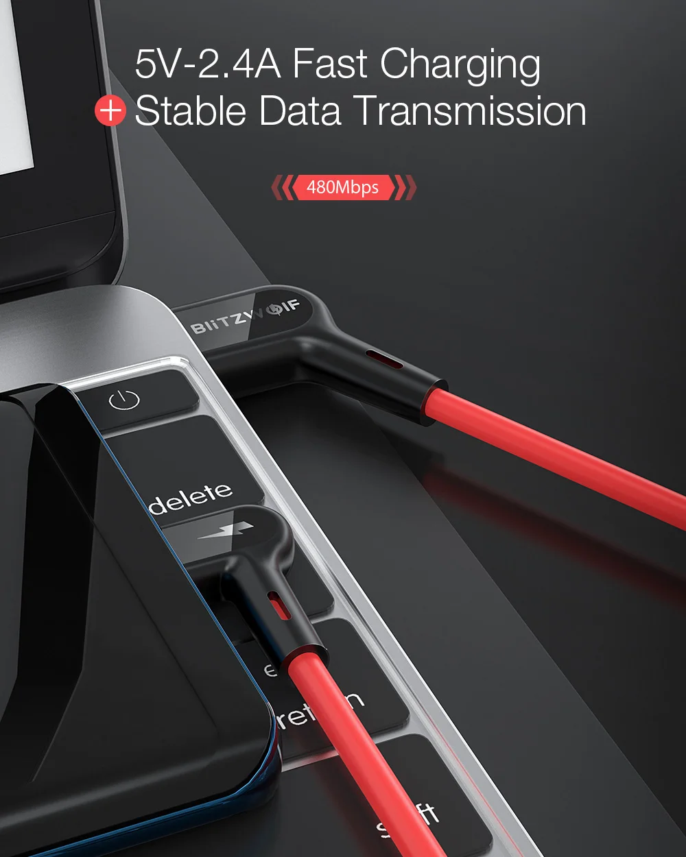 Blitzwolf Micro USB кабель 90 ° под прямым углом 2.4A Быстрая зарядка USB кабель для передачи данных для Xiaomi OPPO huawei Android зарядка мобильного телефона
