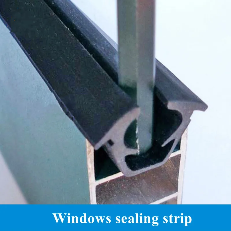 1M Rubber door window sealing strip weather stripping soundproof waterproof tape for 5mm sliding window slot glass fixing clamp