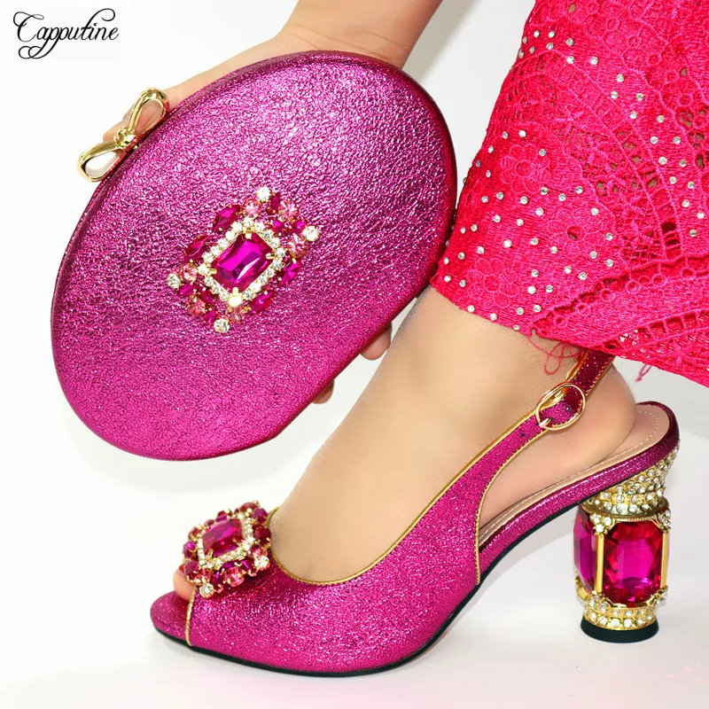 

Amazing Green Women's Shoes With Bag High Heel Shoes And Purse Handbag VC105 Heel Height 10CM